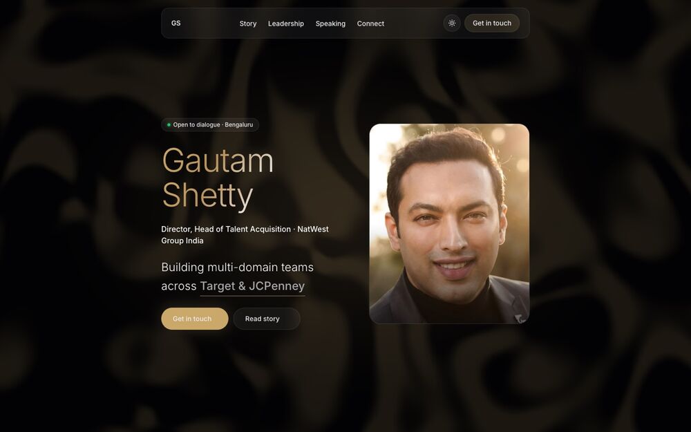 Gautam Shetty executive portfolio: a clean personal site shipped end to end.